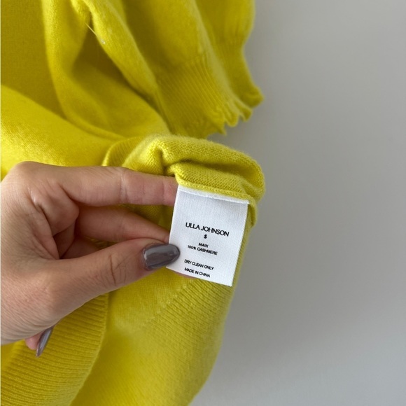 ULLA JOHNSON Lotta Ruffled Cashmere Sweater Top in Yellow - Picture 5 of 7